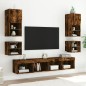 vidaXL Muebles TV pared con LED 8 pzas madera ingeniería roble ahumado