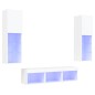 vidaXL Muebles de TV de pared con LED 5 pzas madera ingeniería blanco vidaXL Muebles de TV de pared con LED 5 pzas madera ingeniería blanco