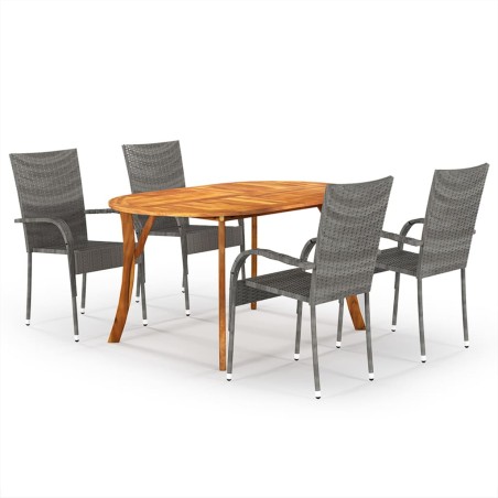 vidaXL Juego de comedor para jardín 5 piezas gris