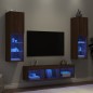 vidaXL Muebles TV pared con LED 5 pzas madera ingeniería marrón roble