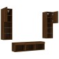 vidaXL Muebles TV pared con LED 5 pzas madera ingeniería marrón roble