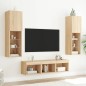vidaXL Muebles TV pared con LED 5 pzas madera ingeniería roble Sonoma