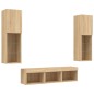 vidaXL Muebles TV pared con LED 5 pzas madera ingeniería roble Sonoma