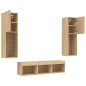 vidaXL Muebles TV pared con LED 5 pzas madera ingeniería roble Sonoma