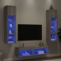 vidaXL Muebles TV pared con LED 6 pzas madera ingeniería gris Sonoma