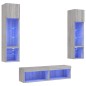 vidaXL Muebles TV pared con LED 6 pzas madera ingeniería gris Sonoma
