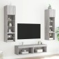 vidaXL Muebles TV pared con LED 6 pzas madera ingeniería gris Sonoma