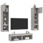 vidaXL Muebles TV pared con LED 6 pzas madera ingeniería gris Sonoma