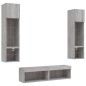 vidaXL Muebles TV pared con LED 6 pzas madera ingeniería gris Sonoma
