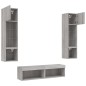 vidaXL Muebles TV pared con LED 6 pzas madera ingeniería gris Sonoma