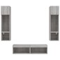 vidaXL Muebles TV pared con LED 6 pzas madera ingeniería gris Sonoma