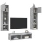 vidaXL Muebles TV pared con LED 6 pzas madera ingeniería gris hormigón vidaXL Muebles TV pared con LED 6 pzas madera ingeniería gris hormigón