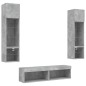 vidaXL Muebles TV pared con LED 6 pzas madera ingeniería gris hormigón vidaXL Muebles TV pared con LED 6 pzas madera ingeniería gris hormigón