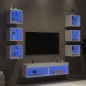 vidaXL Muebles de TV de pared con LED 8 pzas madera ingeniería blanco