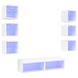 vidaXL Muebles de TV de pared con LED 8 pzas madera ingeniería blanco