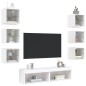 vidaXL Muebles de TV de pared con LED 8 pzas madera ingeniería blanco