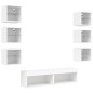 vidaXL Muebles de TV de pared con LED 8 pzas madera ingeniería blanco
