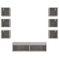 vidaXL Muebles TV pared con LED 8 pzas madera ingeniería gris Sonoma
