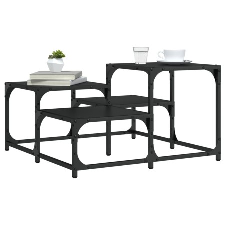 vidaXL Mesa de centro madera de ingeniería negro 68x68x40 cm