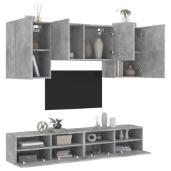 vidaXL Muebles de TV de pared 5 pzas madera ingeniería gris hormigón