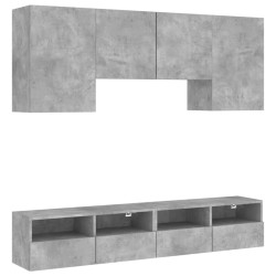 vidaXL Muebles de TV de pared 5 pzas madera ingeniería gris hormigón