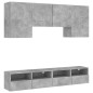 vidaXL Muebles de TV de pared 5 pzas madera ingeniería gris hormigón