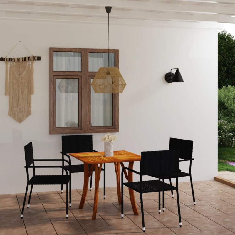 vidaXL Juego de comedor para jardín de 5 piezas negro