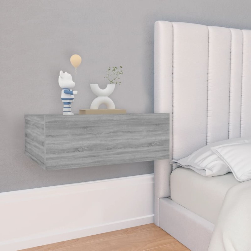 vidaXL Mesita de noche flotante 2 uds madera gris Sonoma 40x30x15 cm vidaXL Mesita de noche flotante 2 uds madera gris Sonoma 40x30x15 cm