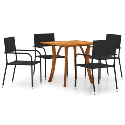 vidaXL Juego de comedor para jardín de 5 piezas negro
