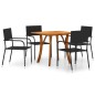 vidaXL Juego de comedor para jardín de 5 piezas negro