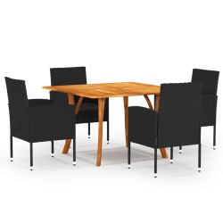 vidaXL Juego de comedor para jardín de 5 piezas negro oscuro