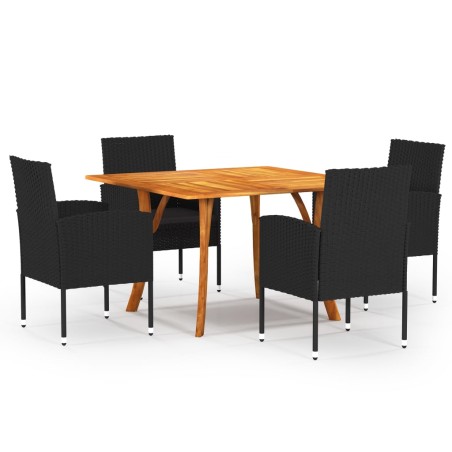 vidaXL Juego de comedor para jardín de 5 piezas negro oscuro