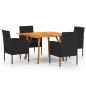 vidaXL Juego de comedor para jardín de 5 piezas negro oscuro