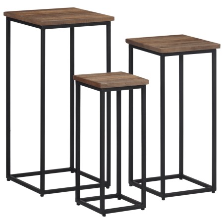vidaXL Soportes para plantas 3 unidades madera maciza de teca