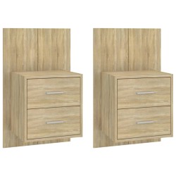vidaXL Mesita de noche de pared 2 unidades color roble Sonoma