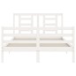 vidaXL Estructura de cama con cabecero madera maciza blanco 140x190 cm vidaXL Estructura de cama con cabecero madera maciza blanco 140x190 cm