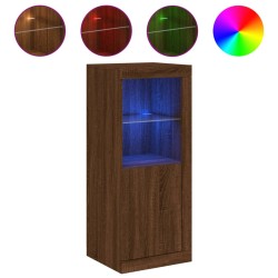 vidaXL Aparador con luces LED roble marrón 41x37x100 cm