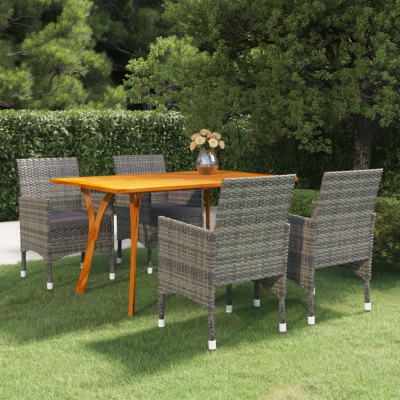 vidaXL Juego de comedor para jardín de 5 piezas gris vidaXL Juego de comedor para jardín de 5 piezas gris