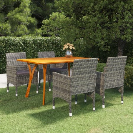 vidaXL Juego de comedor para jardín de 5 piezas gris