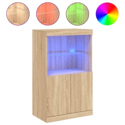 vidaXL Aparador con luces LED roble Sonoma 60,5x37x100 cm