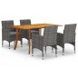 vidaXL Juego de comedor para jardín de 5 piezas gris vidaXL Juego de comedor para jardín de 5 piezas gris