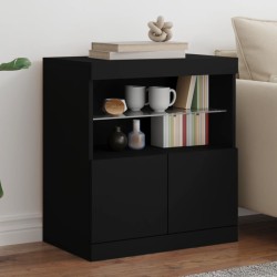vidaXL Aparador con luces LED negro 60x37x67 cm