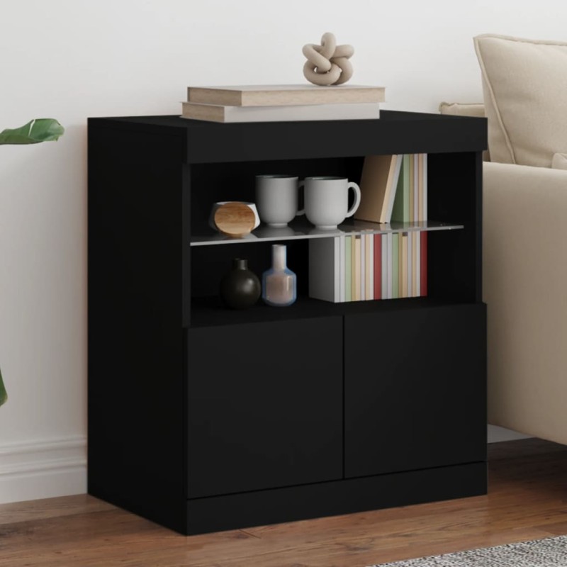 vidaXL Aparador con luces LED negro 60x37x67 cm vidaXL Aparador con luces LED negro 60x37x67 cm
