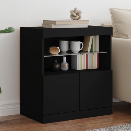 vidaXL Aparador con luces LED negro 60x37x67 cm