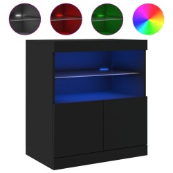 vidaXL Aparador con luces LED negro 60x37x67 cm