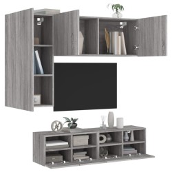 vidaXL Muebles de TV de pared 4 pzas madera de ingeniería gris Sonoma