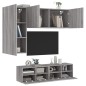 vidaXL Muebles de TV de pared 4 pzas madera de ingeniería gris Sonoma