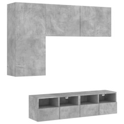 vidaXL Muebles de TV de pared 4 pzas madera ingeniería gris hormigón