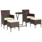 vidaXL Set bistró jardín 5 pzas ratán sintético vidrio templado marrón vidaXL Set bistró jardín 5 pzas ratán sintético vidrio templado marrón