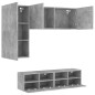 vidaXL Muebles de TV de pared 4 pzas madera ingeniería gris hormigón vidaXL Muebles de TV de pared 4 pzas madera ingeniería gris hormigón